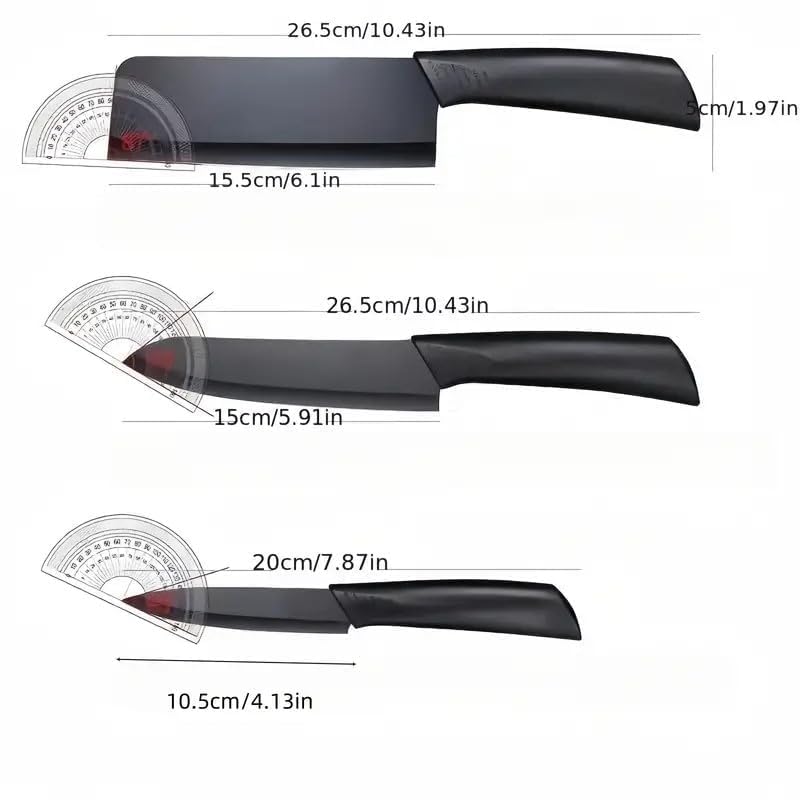 Image of Marco Almond Kitchen Knife Set, Marco AlmondA‚ 3Piece Rainbow Titanium Stainless Steel Boxed Knives Set for Kitchen with Sheath, 3 Knives with 3 Blade Guards, Teal (Black)