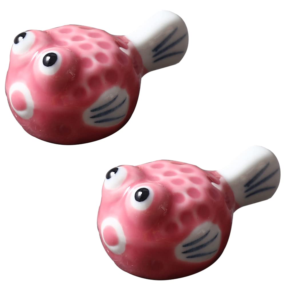 MRKU Chopstick Rest Chopsticks Holders Restaurant 2Pcs Japanese Style Pufferfish Ceramic Spoon Fork Stand Decor Gift