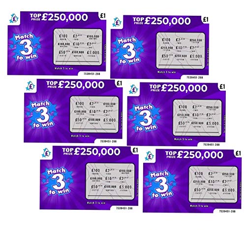 Playcrate 6 X Fake Joke Scratch Cards - Winning Lottery Ticket Practical Prank- Every card appears to win 100 000 or 250 000