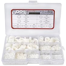 Nylon Flat Washers Assortment Kit for Mechanical and Electrical Use, 9 Sizes White Plastic Washers for M2 M2.5 M3 M4 M5 M6 M8 M10 M12 Screw and Bolt, 720 Pcs Nylon PA66 Insulating Washers