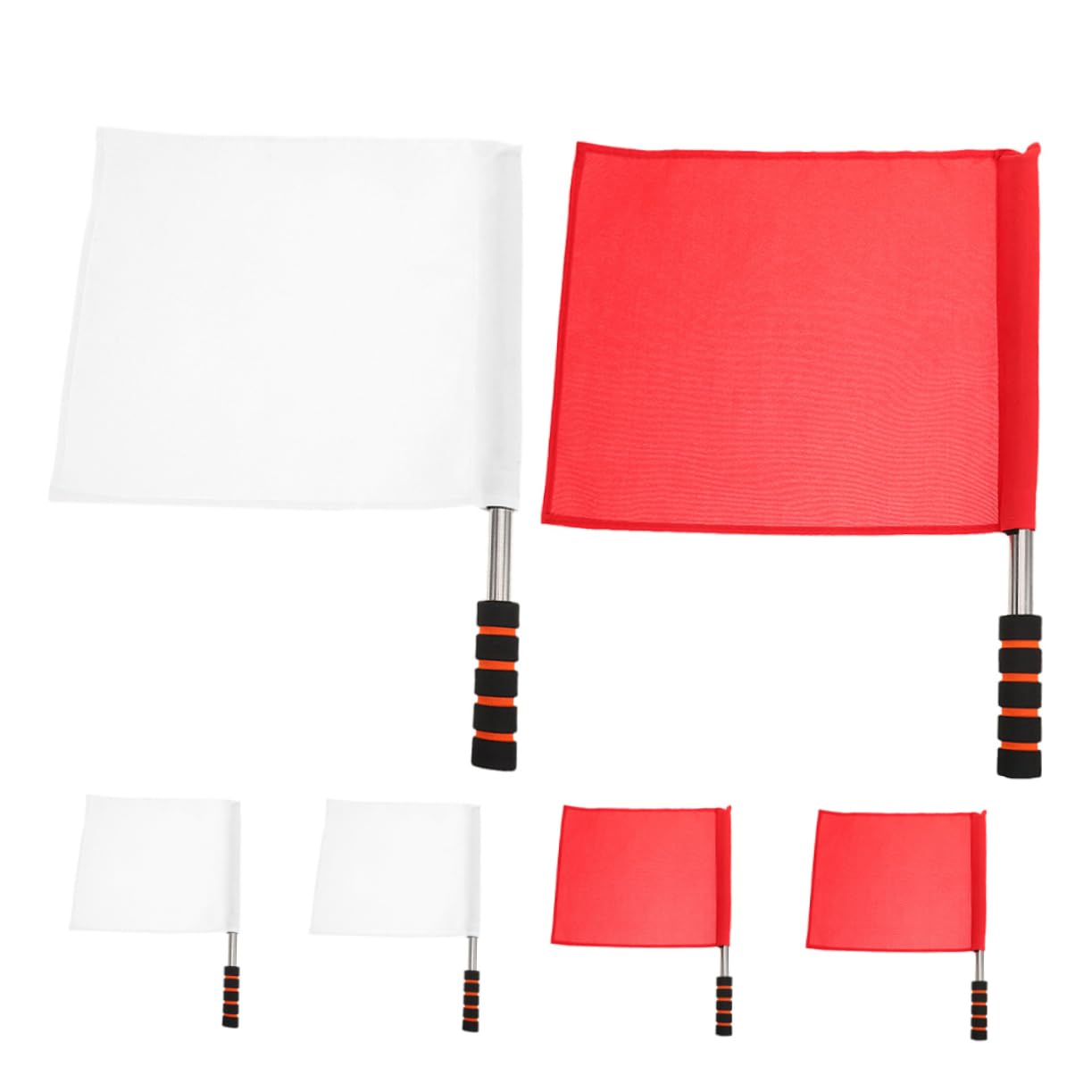 WOONEKY 6 Piezas Señales para Árbitro con Mango Antideslizante de Esponja Banderas Oficiales Rojas y white para Jueces de Campo y Líneas Equipamiento Profesional para Voleibol Fútbol y