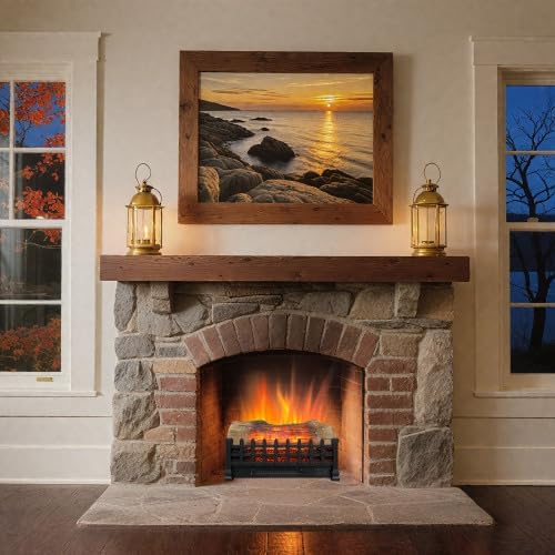 20 inch Electric Fireplace 3D Log Set Insert, Free Standing Fireplace Heater for Indoor (Antique Black)