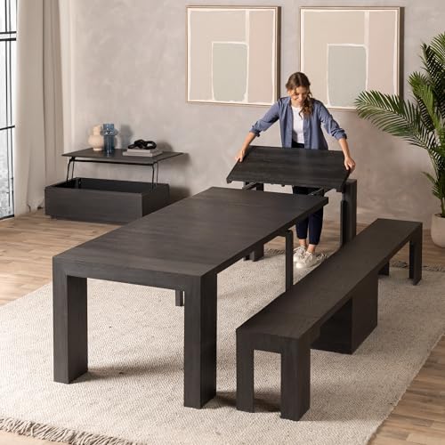 Transformer Table Solid Wood Extendable Dining Table, Black - image 1