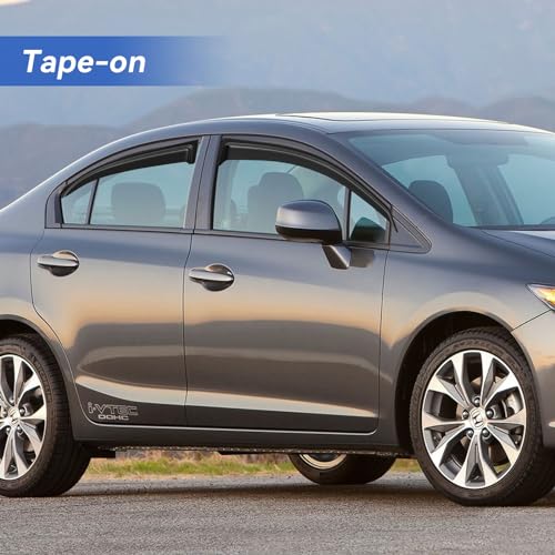 Image of Window Visors Rain Guards for 2006 2007 2008 2009 2010 2011 Honda Civic, Out-Channel Window Vent Wind Deflectors Visors Shades for 06 07 08 09 10 11 Civic Sedan