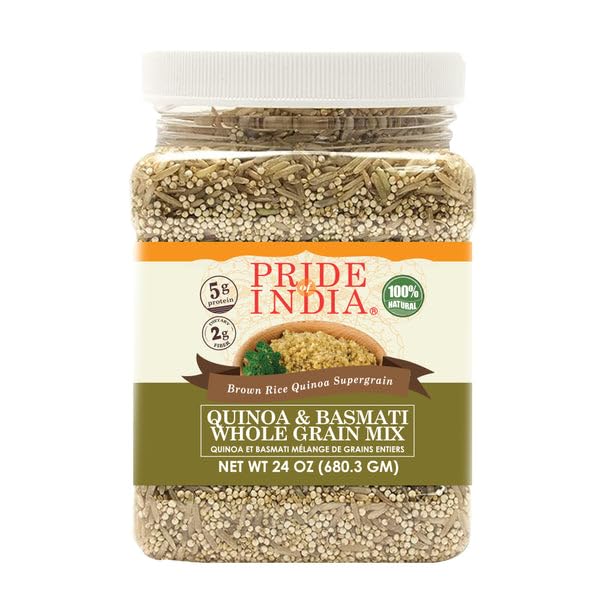 Pride Of India - PACK of 6 - Quinoa & Basmati Whole Grain Mix - Brown Rice Quinoa Supergrain, 1.5 Pound Jar