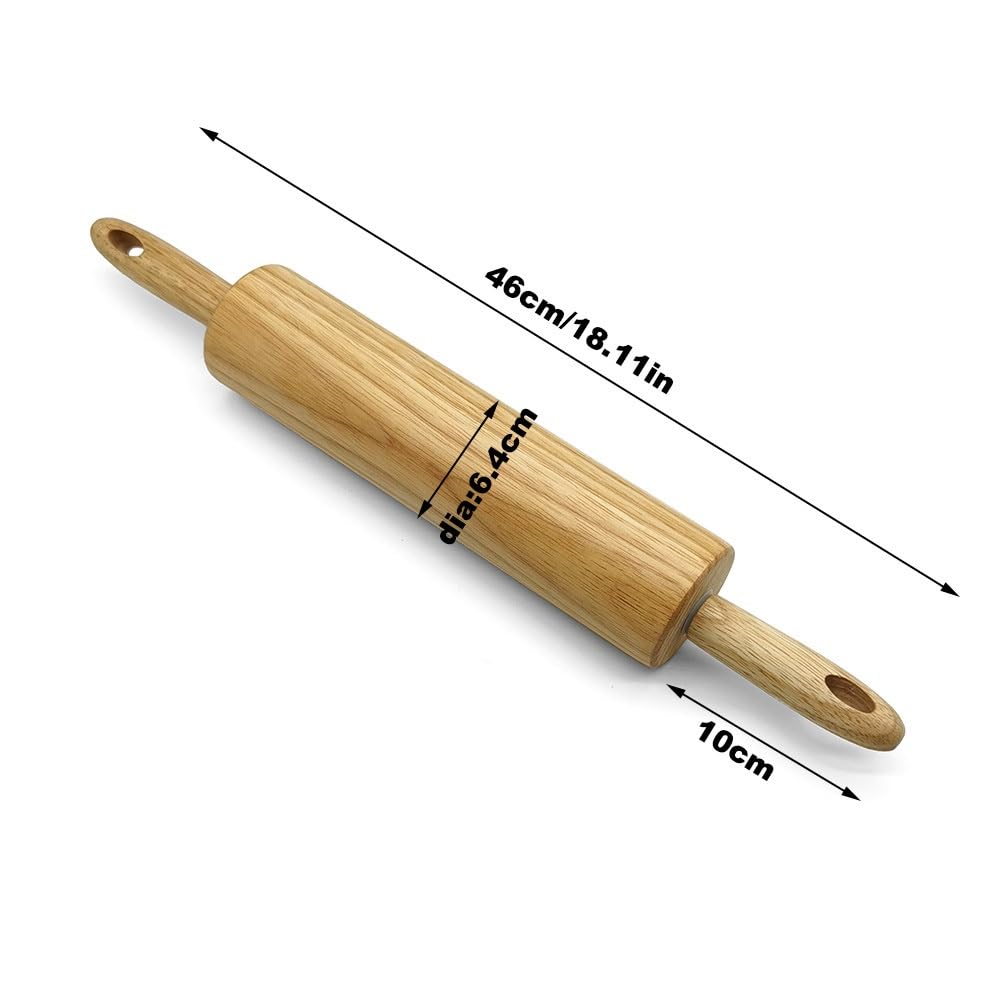Rodillo de madera para hornear, diseño antiadherente, ideal para pizza, pastelería, masa y galletas, herramienta de cocina esencial para panaderos
