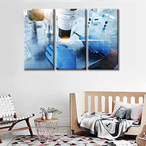 Image of TUMOVO Clinical Laboratory Wall Decor 3 Panels Medical Examination Pictures Wall Decor for Bedroom Young Scientist Wall Art Posters and Prints Framed Ready to Hang (36 inch Wx24 H)