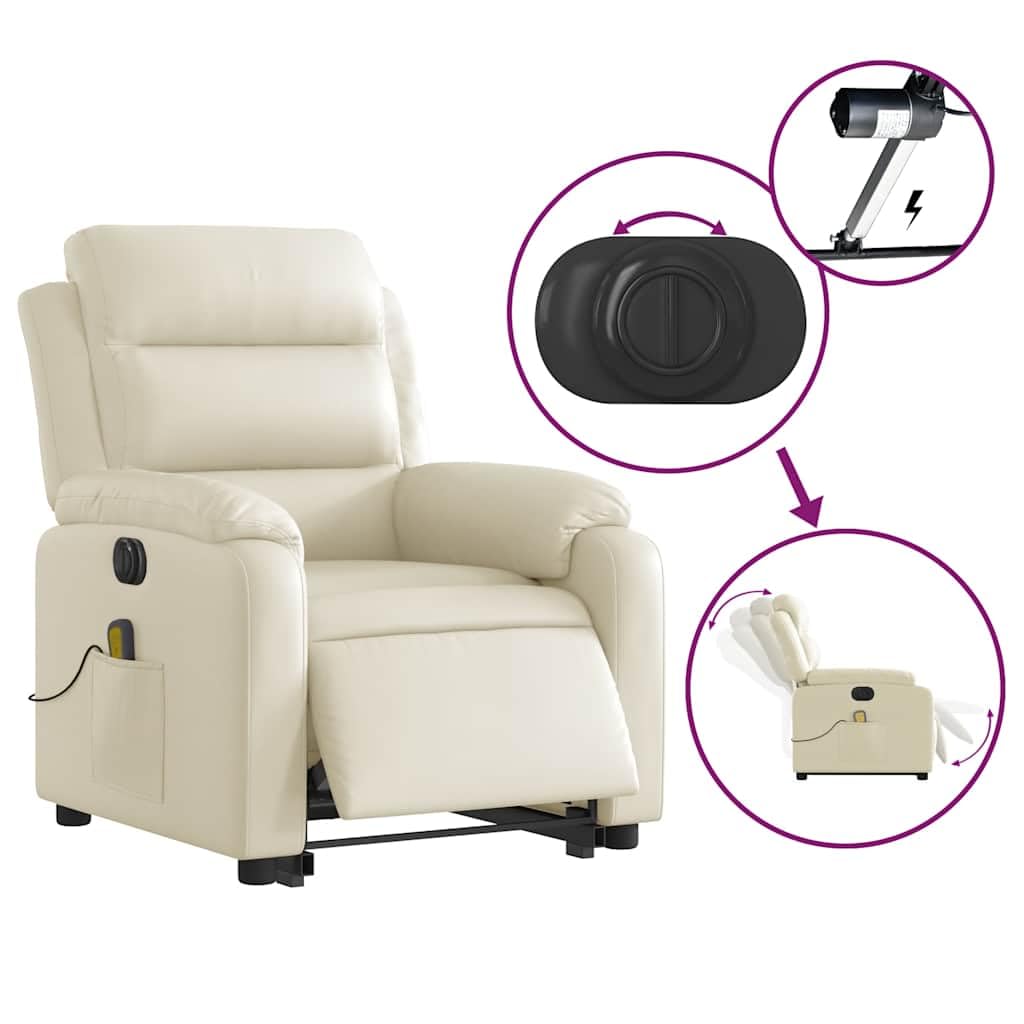 Sillón elevador eléctrico reclinable con masaje por vibración, 6 puntos de masaje, función elevación e inclinación 135°, estructura estable de madera y metal,