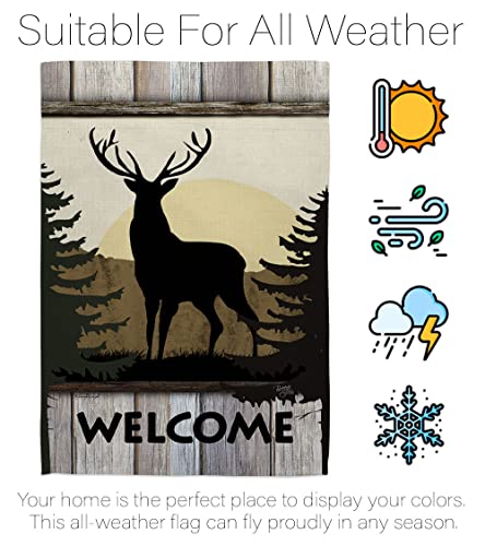 Breeze Decor H110110 Welcome Deer Nature Wildlife Decorative Vertical Garden Flag, 28" X 40", Multi-Color #TOP5