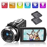 ♫Videocámara HD Multifuncional: Esta cámara digital tiene una función electrónica de antivibración y luz de relleno LED, ambas realmente útiles para capturar los hermosos momentos de su vida. Además, tiene una serie de otras características útiles, como un micrófono incorporado, reconocimiento facial, función de belleza, función de pausa, disparo continuo, interfaz USB 2.0 y 20 efectos especiales.