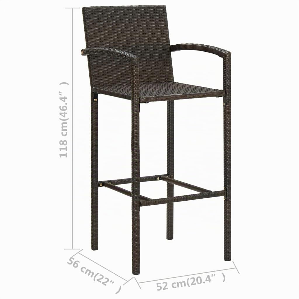 vidaXL 4X Taburetes de Cocina Bar Silla Mostrador Pub Bistró Comedor Simplista Reposapiés Asiento Estable Robusta Ratán Sintético Marrón