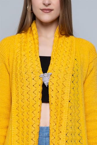 Image of Wear lusso Women's Woolen V-Neck Open Front Shrug Cardigan | Long Sleeve Winter Sweater for Girls & Ladies | Stylish Warm Outerwear in Trendy Colors