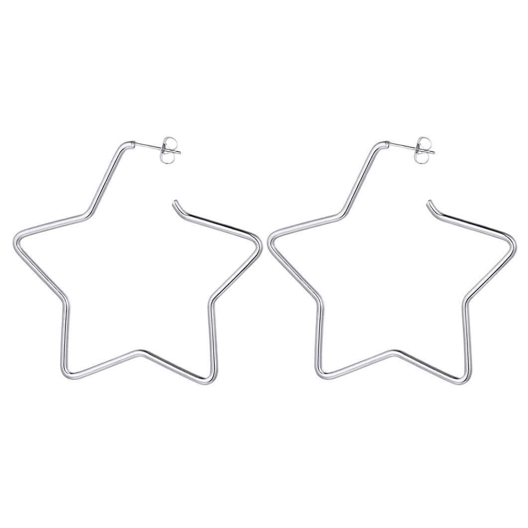 RichsteelMinimalist Star Hoop Earrings, Charming Heart Earring, Womens Hypoallergenic Ear Jewellery with Sturdy Clasp, Stainless Steel/18K Gold Plated/Black, Come with Gift Box