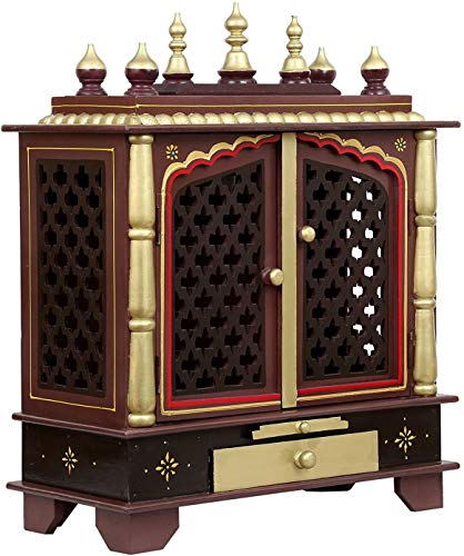 Pooja Mandir para el hogar templo de madera Devyom de 18 x 12 x 24 pulgadas MR-Maroon 2