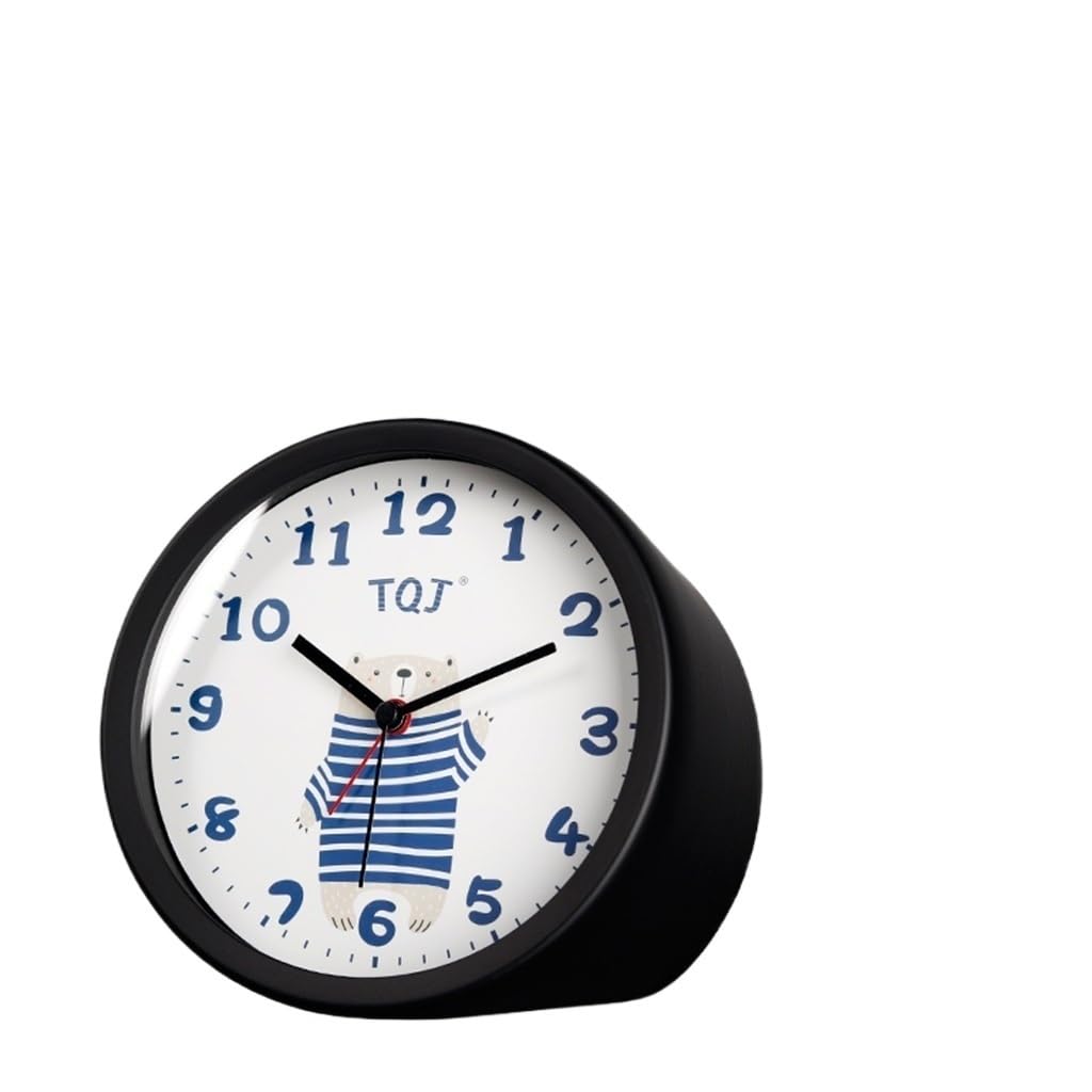Hrwly Argento Alarm Clock Cartoon Bedside Table Mute Desktop Countertop Desk(Argento)