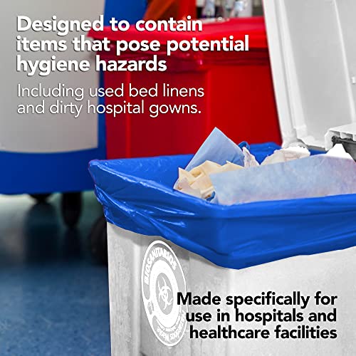 Resilia Heavy Duty Soiled Linen Bags - Hospital Waste Disposal, Laundry Bag, Trash Liner, Sanitary Storage, Dark Blue, 33 Gallon, 29X43 Inch, 25 Bags #TOP3