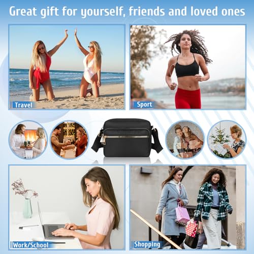 GAOHUI Cross Body Bag Women with Adjustable Strap, Multi-Pocket Nylon Waterproof Shoulder Bag Black Handbag Anti Theft Ladies Bags for Women Girl Travel Daily Use - Image 2