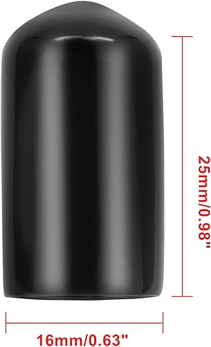 Miniatura 2 de 24 tapas redondas de goma, protectores de rosca flexibles de vinilo de identificación de 58 pulgadas (0.630 in), tapas de extremo negras para pernos