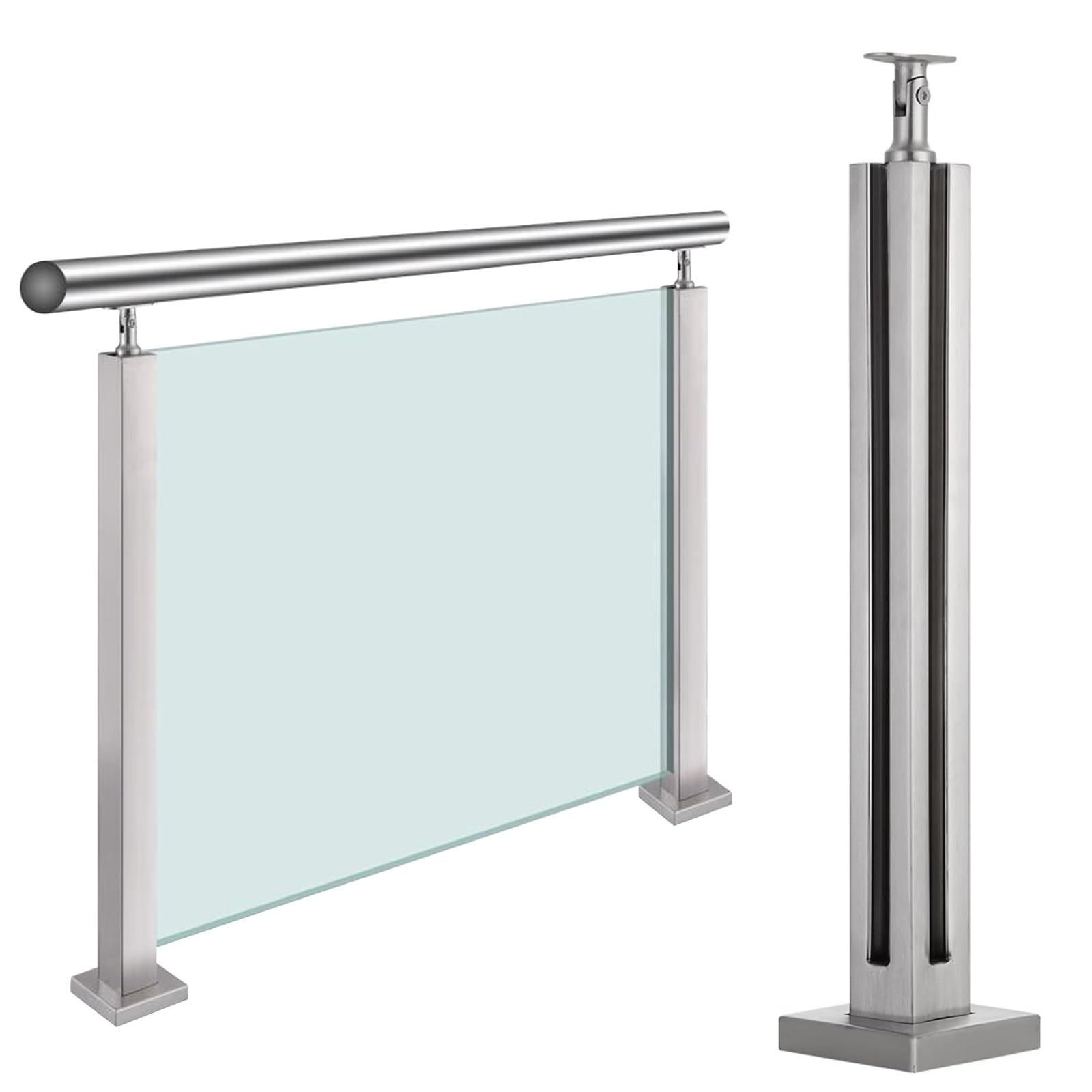 Sistema di ringhiera per scale interne con fessure per mandrino e base stabile per balcone, recinzione, loft, villa, sala, terrazza, – morsetti per la sicurezza e lo stile