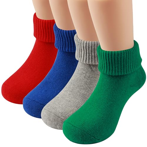 COTTON DAY Baby Infant Toddler Seamless Triple Roll Turn Cuff Slouch Socks Red Blue Gray Green 6-12M