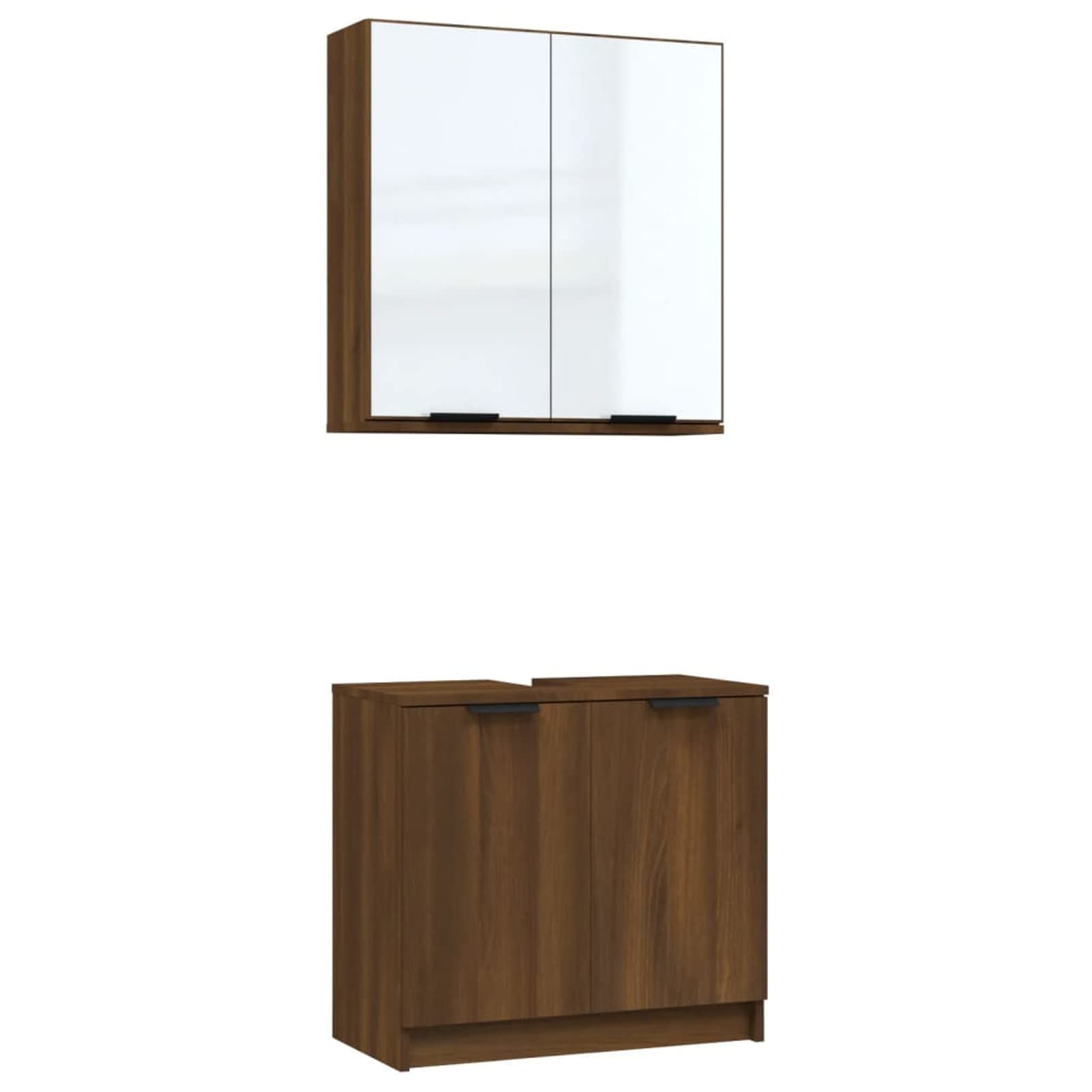 Homgoday Arredo Bagno Completo, Mobile Bagno Completo Moderno, Credenza Armadio da Pavimento per Bagno Mobiletto, Set Mobili da Bagno 2 pz Grigio Sonoma in Legno Multistrato Model3115866