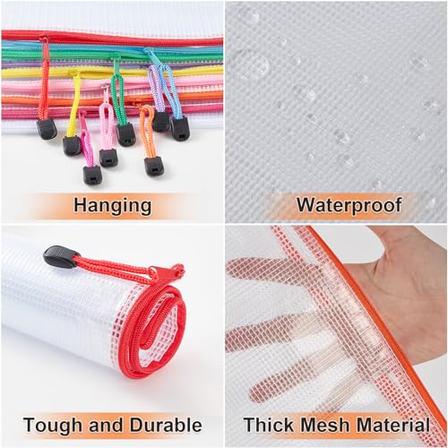 Crhoeiq Dokumententasche A4, 24 Stücke Dokumententasche A4 Reißverschluss, Wasserdichte Dokumententaschen Zipper Beutel für Datei, Papier, Dokumente, Kosmetika und Reiseutensilien