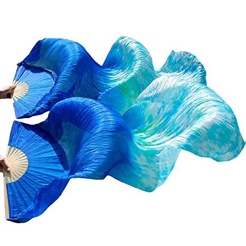 Wróbel Anioł Wachlarz tańca brzucha Welony Taniec brzucha Wachlarz tańca brzucha 1 para Jedwab/imitacja jedwabiu Ręcznie barwiony jedwab Welony do tańca Jedwabne wachlarze (Color : Color6 d)