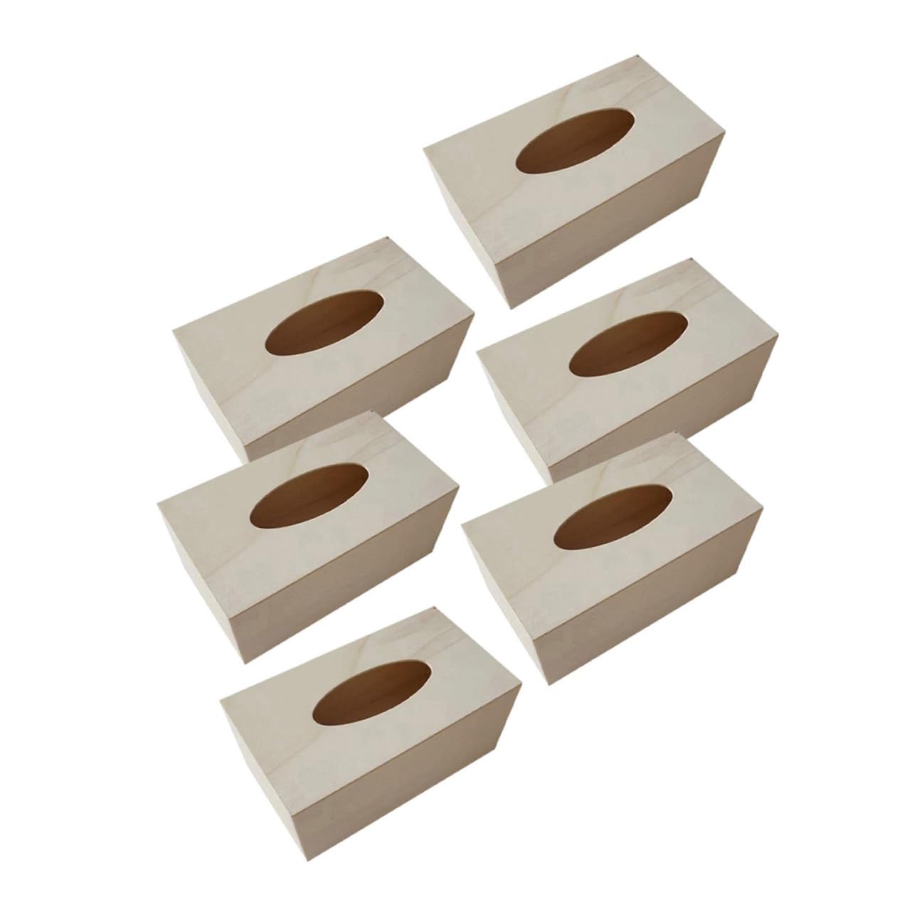 Boîte à Mouchoirs en Bois Vierge DIY, Lot de 6, Kaki