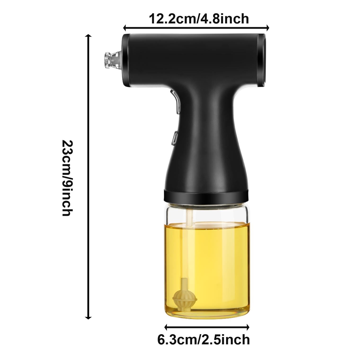 Dispensador de aceite eléctrico 2 en 1, pulverizador automático de aceite de oliva, botella de vidrio de 300 ml para cocinar, ensalada, freír al aire, hornear, barbacoa, batería recargable