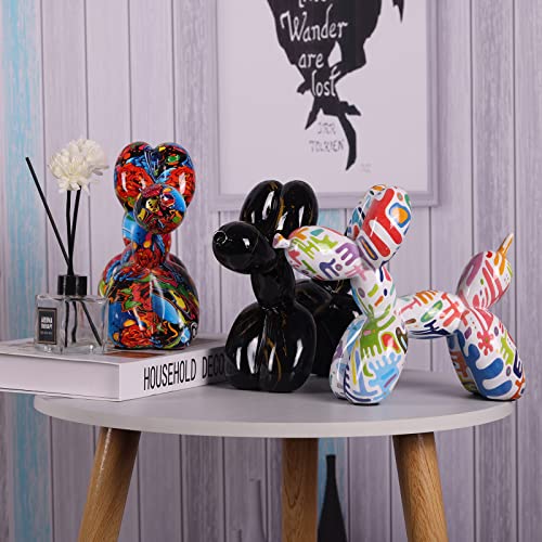 Creative Graffiti Balloon Dog Sculpture, Modern Color Art Balloon Dog Statue, Modern Abstract Balloon Dog Figurines, Resin Balloon Dog Animal Decor, Suitable For Home Desktop Office Study Shelf Decor #TOP6