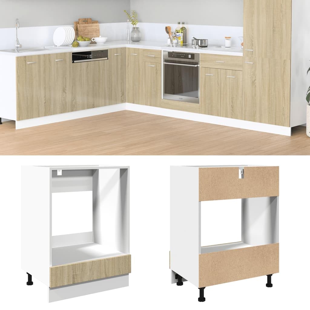 Armoire De Cuisine Chêne Sonoma VidaXL - 38x41.5x131.5cm - Bois Ingénierie - Portes Réversibles - 60kg De Charge - 5