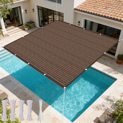 Voile d'ombrage rectangulaire 340 x 460 cm protection UV marron - 2