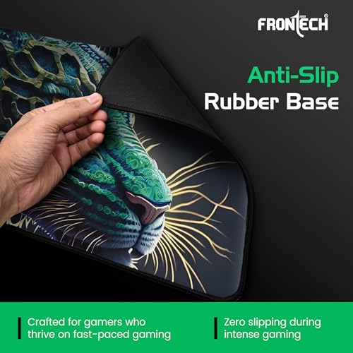 Image of FRONTECH Premium Extended Gaming Mouse Pad | Anti-Slip Rubber Base | Water & Spill Resistant | Stitched Edges | Ultra-Smooth Surface for Gaming & Office (MSP-0060 Green)