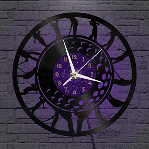 Horloge Silencieuse Golf 2 Vinyle pour Mur Sombre Salon Lumineux LED - 2