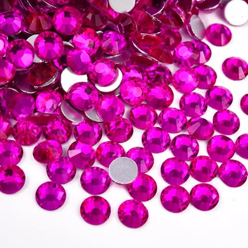 Image of Lt. Rose B Flatback Rhinestones for Bedazzling Round Glass Gems for Nails Art and Crafts 2880pieces Mixed SS6-20,0.07-0.18inches