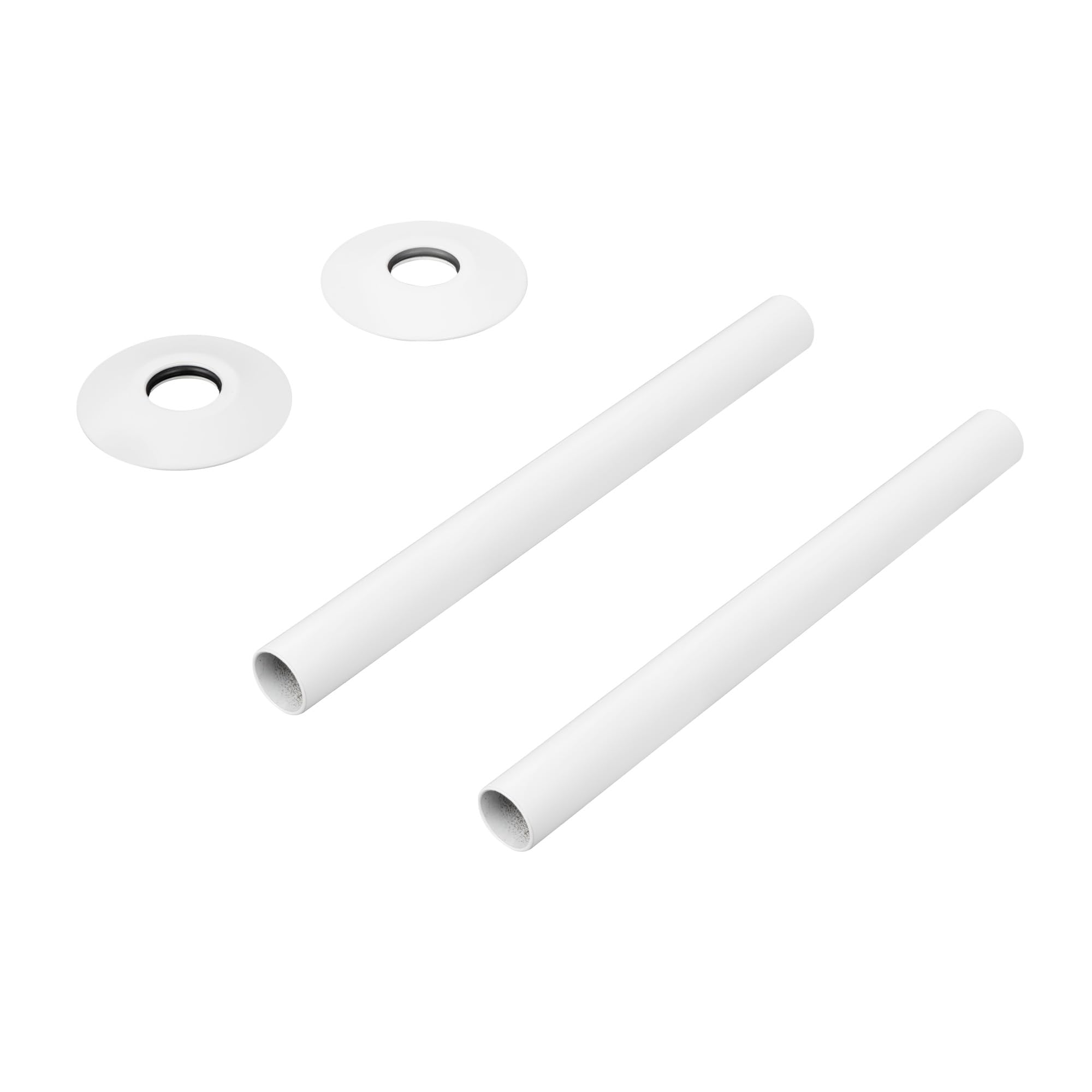 VANCOCO 2Pcs 130mm×15mm Radiator Pipe Sleeves, Glossy White Radiator Collars Cover Pair Radiator Pipe Covers — image 1