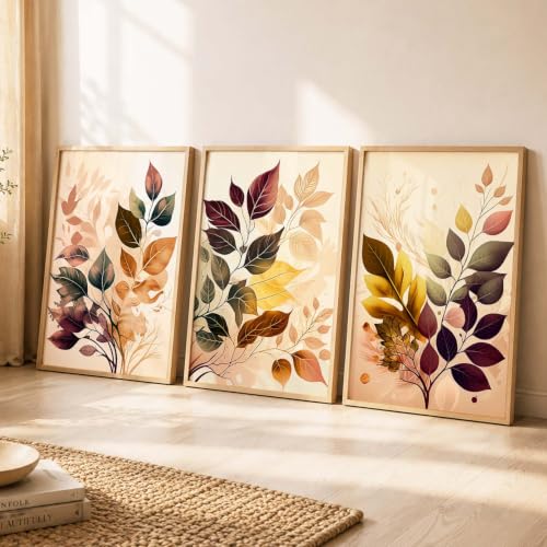 Image of kotart Home Decoration Painting Floral Paintings With Frame For Living Room Bed Room Hotel Wall Decor Digital Reprint Engineered Wood Set of 3 (Art 6, 19X25 INCH)