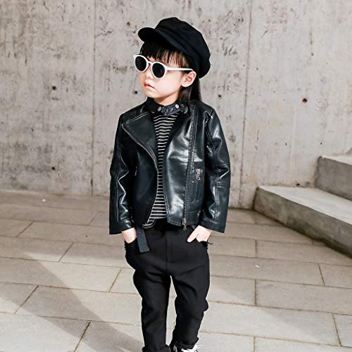Kids Boys Motorcycle PU Leather Vest Children Fall Zip Up Jacket2