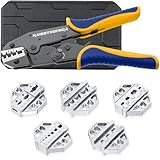 haisstronica 6PCS Crimping Tool Set - Ratchet Wire Crimping Tool for Heat Shrink,Insulated Nylon,Non-Insulated,Ferrule Wire End,Open Barrel Terminals,Solar Connectors