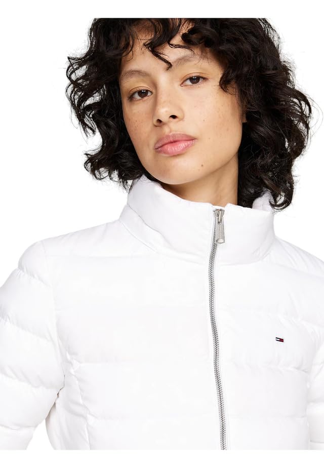 Tommy Jeans Damen Daunenmantel Essential Hooded Down Coat mit Kunstpelz, Weiß (White), XXS – Ansicht 3