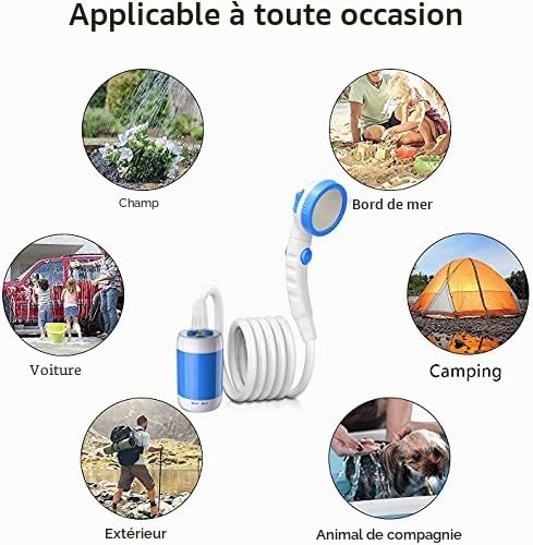 Laserbeak Douche rechargeable à piles Douche portable Camping Douche de voyage Douche électrique mobile Douche extérieure Douche d'extérieur intégrée 5000 mAh grande capacité USB