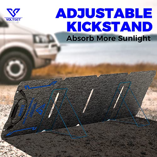 Voltset 220W Portable Solar Panels, Foldable Solar Panel Charger Of Etfe 23.5% High Efficiency With Adjustable Kickstand, Waterproof Ip68 For Mobile Power Station Rv Camping Off Grid #TOP7