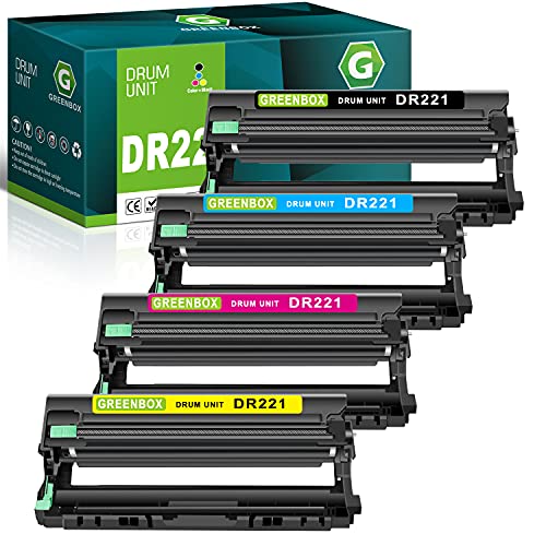 GREENBOX (NO TONER) Compatible Drum Unit Replacement for Brother DR221CL DR221 DR-221 for Brother HL-3140CW HL-3170CDW MFC-9130CW MFC-9330CDW MFC-9340CDW Printer (1Black 1Cyan 1Magenta 1Yellow)
