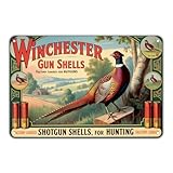 Winchester Pheasant Hunting Shotgun Shells tin sign, Vintage Game Bird Retro Ad Metal Sign print Aesthetic Wall Decor for Home Bar Kitchen Coffee, 8 X 12 IN