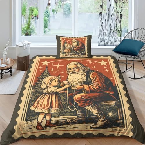 Housse de couette avec fermeture à glissière Noël lit simple 3D