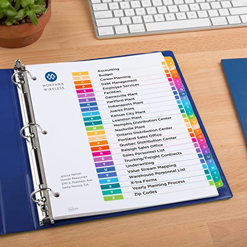Avery Ready Index A-Z Tab Binder Dividers, Customizable Table of Contents, Multicolour Tabs, 1 Set (11125) image 2