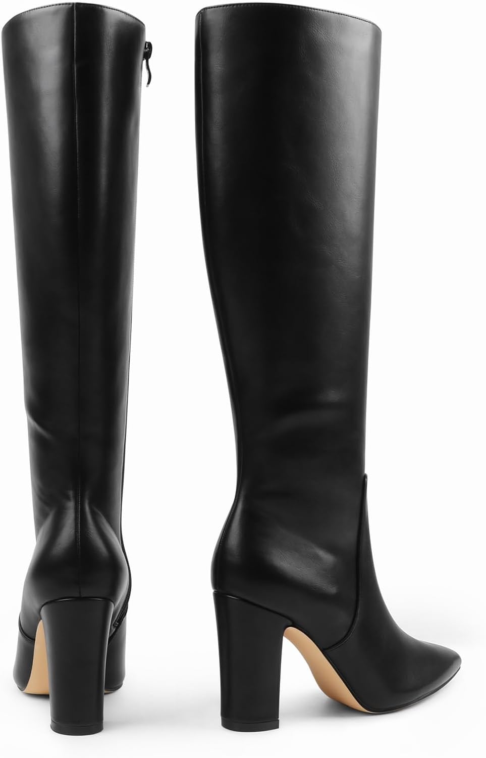 JOY IN LOVE Women's High Block Heel Wrinkled Slouchy Zipper Knee High Boots - Image 6