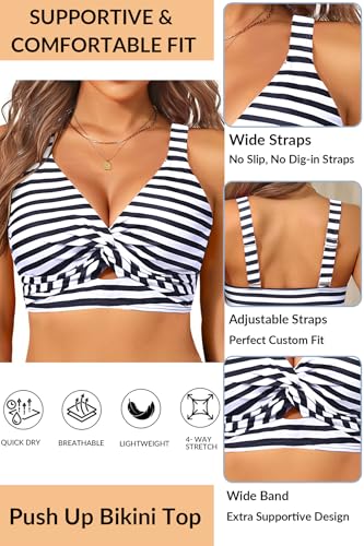 Image of Women's Bikini Top - Supportive Swimsuit for Large Bust - 2025 Cut Out Twist Swim Top