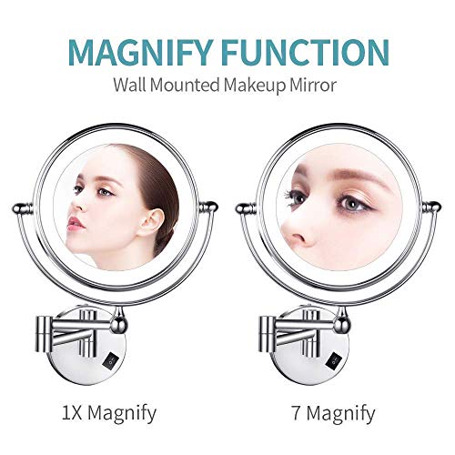 Miroir de courtoisie lumineux mural pour maquillage parfait sans zone d'ombre 3X