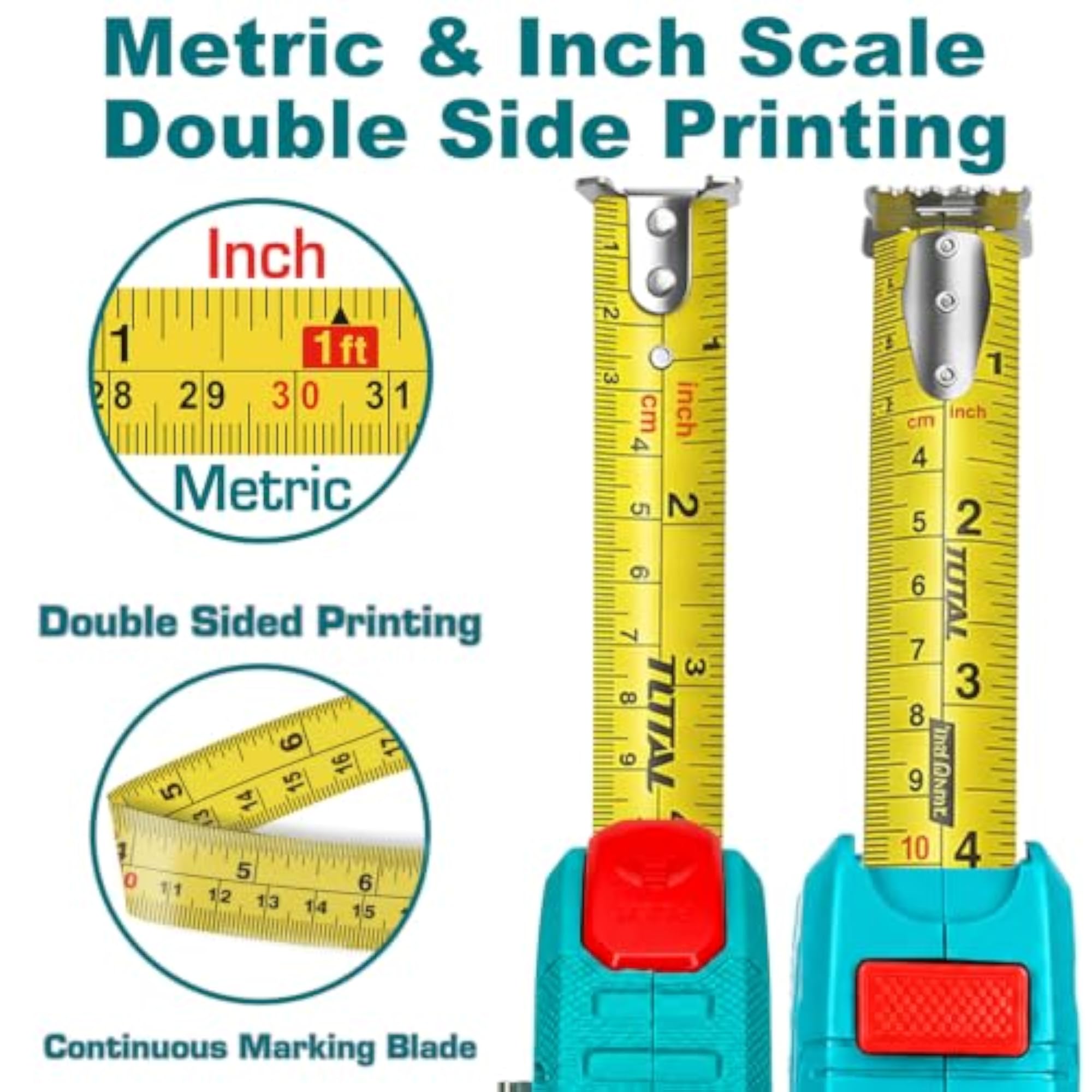 5m Auto-Lock Steel Measuring Tape with Double Sided Scale